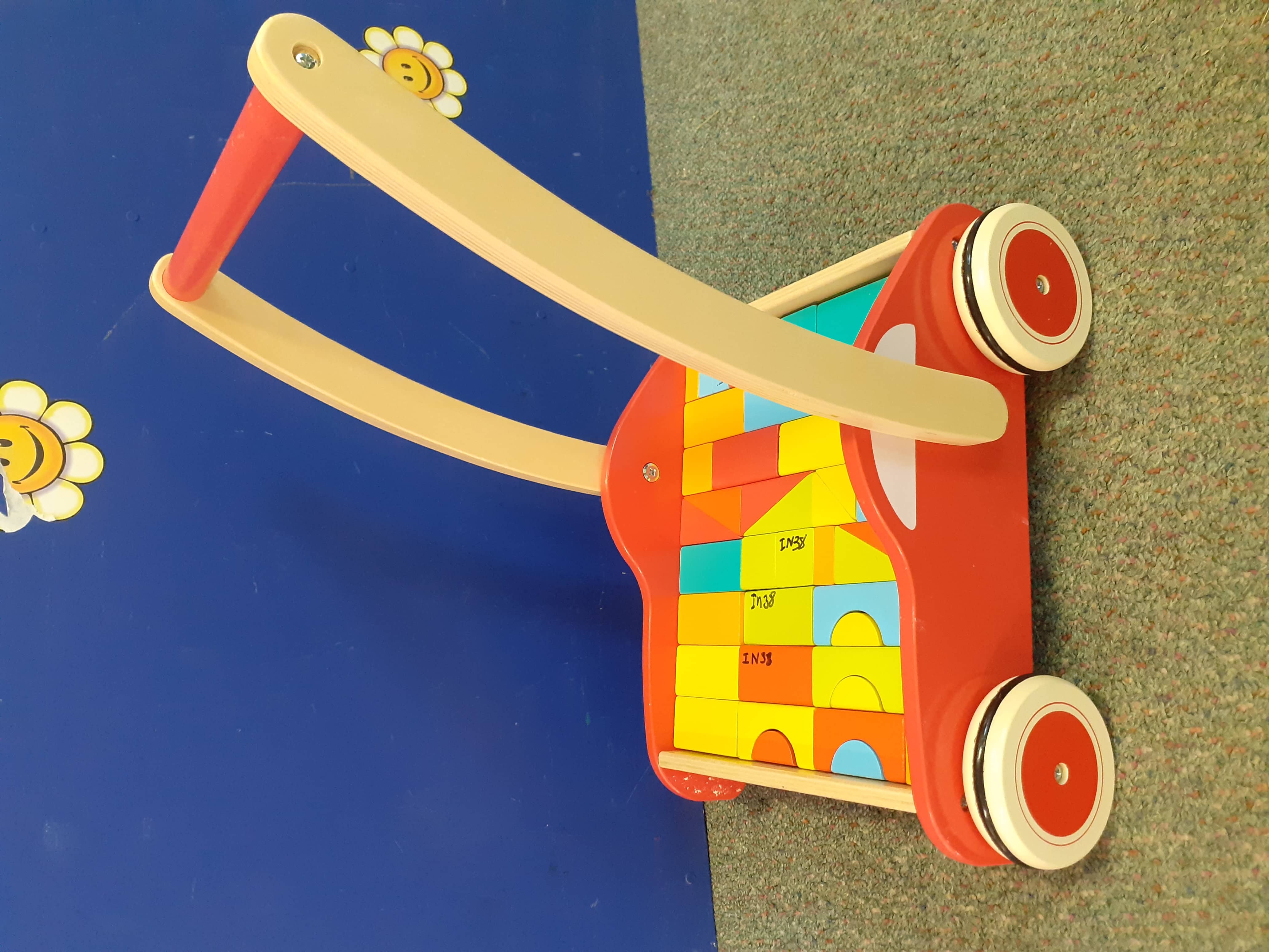 Wooden trolley and blocks
