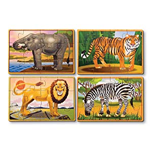Wild animals - 4 x Wooden puzzles in a box  photo