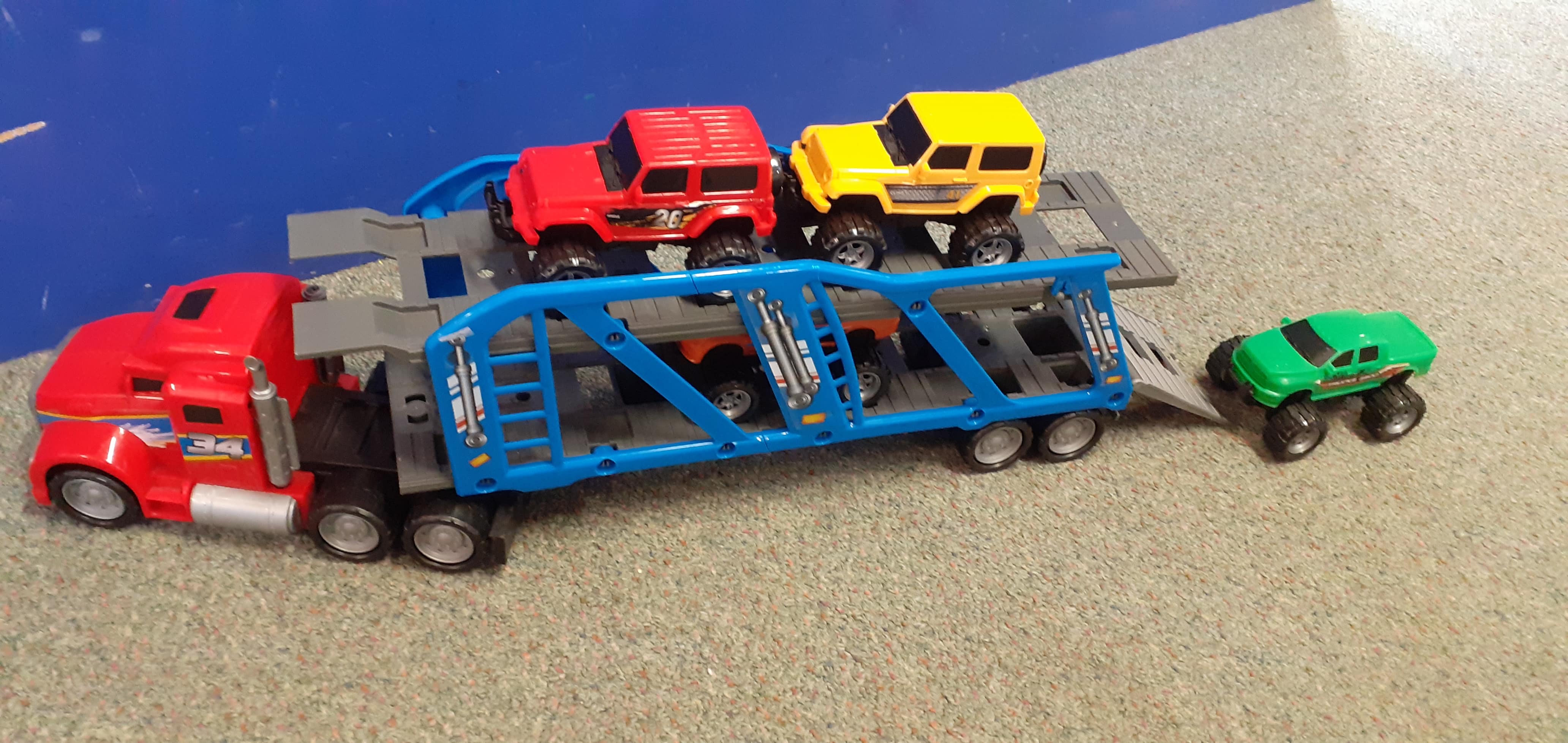 Truck and trailer hauler with Monster Cars 